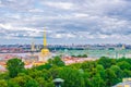 Top aerial panoramic view of Saint Petersburg Leningrad city with Alexander Garden, State Hermitage Museum Royalty Free Stock Photo