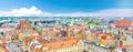 Top aerial panoramic view of Wroclaw old town historical city centre with Rynek Market Square, Old Town Hall, New City Hall Royalty Free Stock Photo