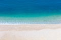 Top aerial view of empty beauty beach in Italy, Europe