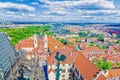Top aerial view of Prague with courtyard square of Prague Castle and Old Royal Palace Royalty Free Stock Photo