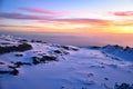 Top of Africa. Beautiful sunrise on Uhuru Peak Kilimanjaro in Tanzania. Adventure travel with trekking in Tanzania. Royalty Free Stock Photo