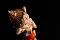 Top angle shot of beautiful ganesha statue on black background. hindu and culture concept