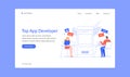Top app developer work or write script landing page Royalty Free Stock Photo