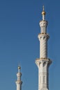 Top of arab mosque tower in Abu Dhabi. UAE Royalty Free Stock Photo