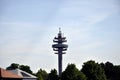 Top of the Arsenalturm with logo of A1 Telekom against the blue sky Royalty Free Stock Photo