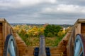 The Top of Autumn Trees Over a Cannon at Valley Forge National Historical Park