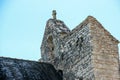 Top of Bell Tower of fortified church of Saint-Julien, Nespouls, Correze, Limousin, France Royalty Free Stock Photo