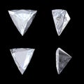 Top, bottom and side views of trillion diamond Royalty Free Stock Photo