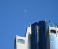 Top of building view of Moscow-City skyscraper, Russia. Moscow-City is a new business district in Moscow centre. Royalty Free Stock Photo