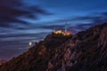 Top cable car station on the mount Srd over Dubrovnik, night view, Croatia Royalty Free Stock Photo