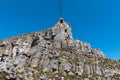 Top cableway building on Table Mountain seen from cable car Royalty Free Stock Photo