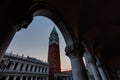 Gallery corridor campanile tower San Marco, Venice, Venezia, Italia, Italy