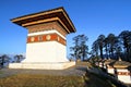 The top of 108 chortens stupas at Dochula Pass on the road from Thimphu to Punaka, Bhutan Royalty Free Stock Photo