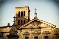The top of the church of Saint Bartolomew on the Island, aka San Bartolomeo all Isola, Rome, Italy