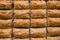 Top Close detailed view of Turkish dessert named baklava