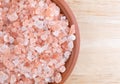 Top close view of Himalayan pink salt in a bowl