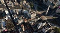 Top close view on iconic Obelisk and grand avenue in Buenos Aires with no traffic, sunset time