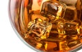 Top closeup of whiskey with ice