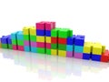 Top of colorful pyramid of toy bricks Royalty Free Stock Photo