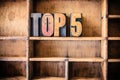 Top 5 Concept Wooden Letterpress Theme Royalty Free Stock Photo