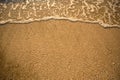 The top corner of the beach has a sea of water coming to the shore