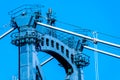 The top cross beam of one of the riveted steel towers of the Lions Gate Bridge in Vancouver, BC, Canada