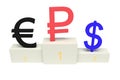 Top currencies, strong Ruble, isolated Royalty Free Stock Photo