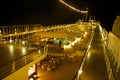 Top deck of a cruise ship at night Royalty Free Stock Photo