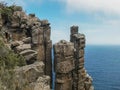 Top of a dolerite column at cape pillar in tasmania