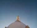 Top Dome of Famous tourist attraction Serene Shanti Stupa, Peace Pagoda near Leh, Ladakh, Jammu and Kashmir, India