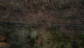 Top down aerial ascent view of a public park during Spring in Marazhn Hellersdorf Berlin Germany