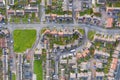 Top down aerial photo of the housing estates and suburban area of the town of Swarcliffe in Leeds Royalty Free Stock Photo