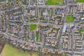 Top down aerial photo of the housing estates and suburban area of the town of Swarcliffe in Leeds Royalty Free Stock Photo