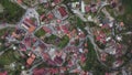 Top down, aerial shot of the town of Colonia Tovar, Aragua, Venezuela.