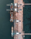Aerial view of container ship in Klang port. Royalty Free Stock Photo