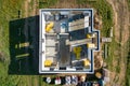 Top down aerial view of a family home under construction Royalty Free Stock Photo