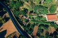 Top down aerial view of hiking path at Ribeira das Vinhas in Cascais, Portugal Royalty Free Stock Photo