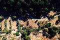 Top down aerial view of hiking path at Ribeira das Vinhas in Cascais, Portugal Royalty Free Stock Photo