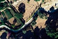 Top down aerial view of hiking path at Ribeira das Vinhas in Cascais, Portugal Royalty Free Stock Photo