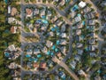 Top Down Aerial View of Houses and Streets in Beautiful Residential Neighbourhood During Summer, Montreal, Quebec, Canada Royalty Free Stock Photo