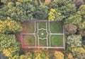 Top down aerial view of landscape garden with symmetrical design and shapes Royalty Free Stock Photo