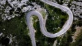 A top-down aerial view on mountainous curvy road Nus de Se Calobra Royalty Free Stock Photo