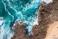 Top Down Aerial view of rugged coastline - Redhead NSW Australia Royalty Free Stock Photo