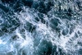 Top down aerial view of sea water surface. White foam waves texture as natural background Royalty Free Stock Photo