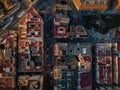 Top down aerial view of small town center in Canals, Spain Royalty Free Stock Photo