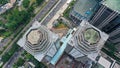 Top down Aerial view a tall building from the top of 101 Tower in Jakarta