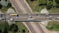 Top down aerial view of transportation highway overpass, ringway, roundabout Royalty Free Stock Photo