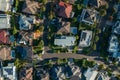 Top down aerial view of upmarket houses in Sydney, Australia