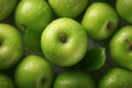 Top down apple display Background of luscious green apples