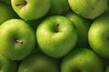 Top down apple display Background of luscious green apples